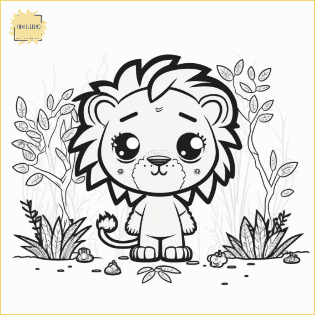 Puntillismo de león para colorear 4